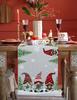 Christmas Gnomes Snow Tree Grey Linen Table Runners Wedding Party Decor Washable Xmas Dining Table Runners Navidad Decorations