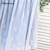 Japanese Mori Girl Summer Women Blue A-Line Skirt High Waist Floral Cotton Elegant Skirts Womens
