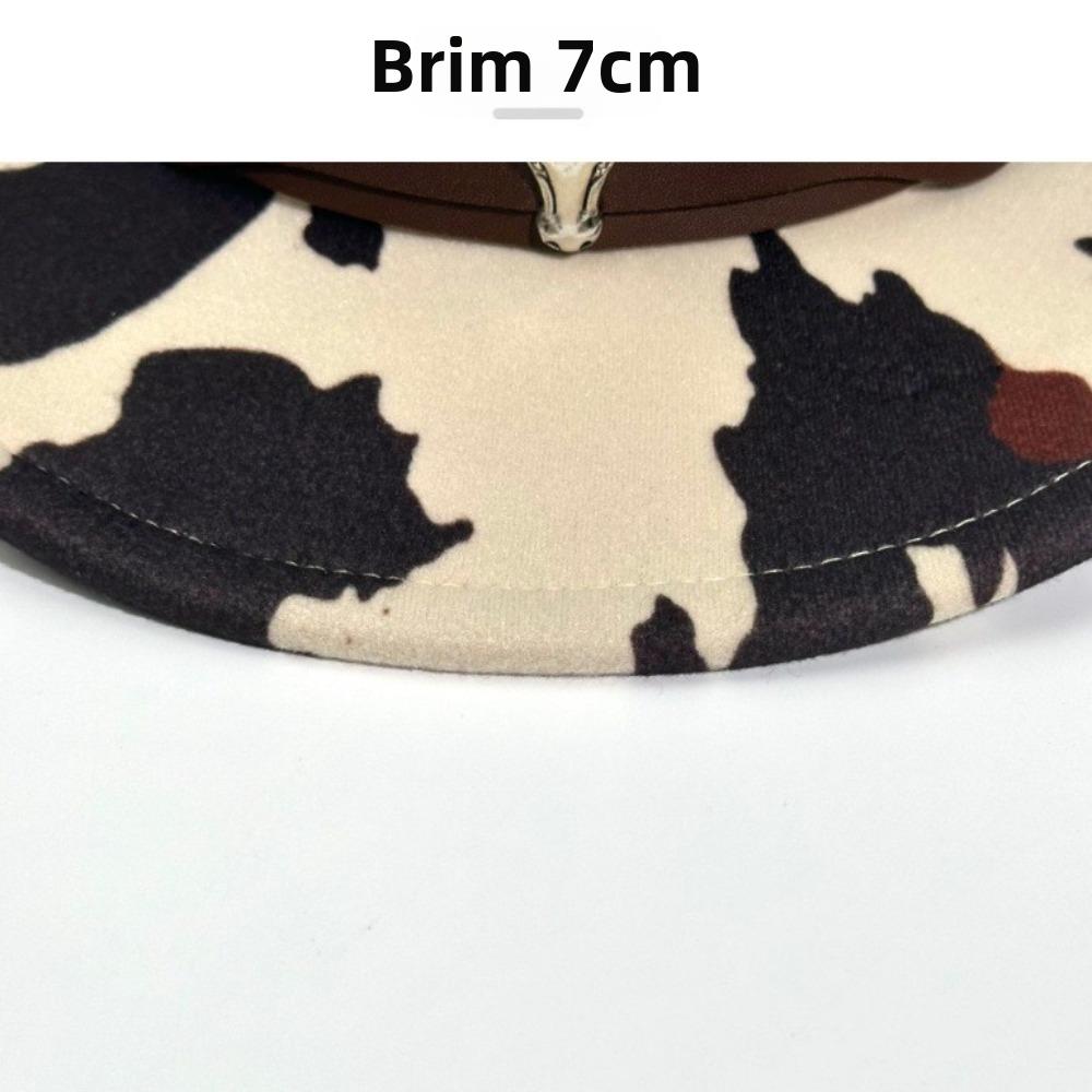 Wide Brim Cow Print Western Caps UV Protection Retro Style Wide Brim Cowgirl Hat Cow Print Pattern National Style Hat