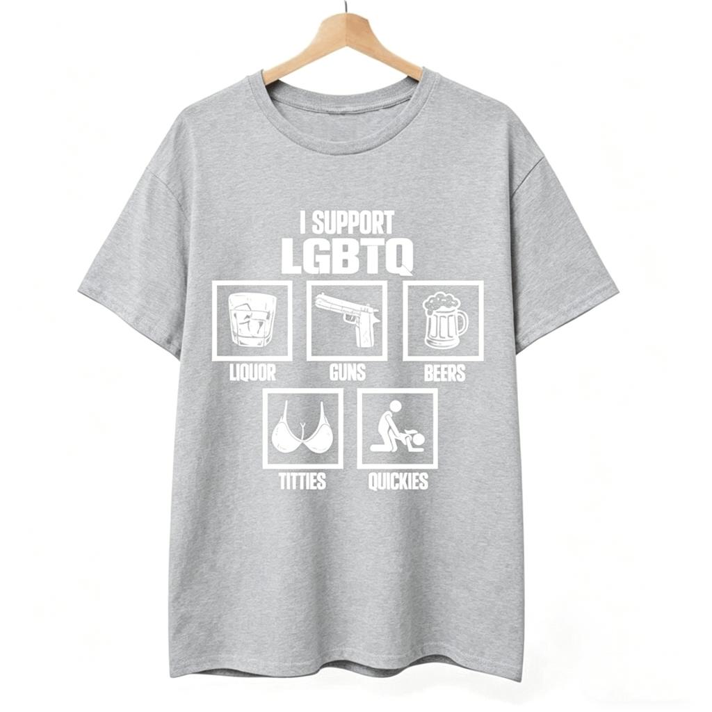 Vintage Men's Funny I Support LGBTQ T Shirt Cotton T-shirt 2026 Summer New Women Oversized Streetwear Trendy O-Neck Loose Top