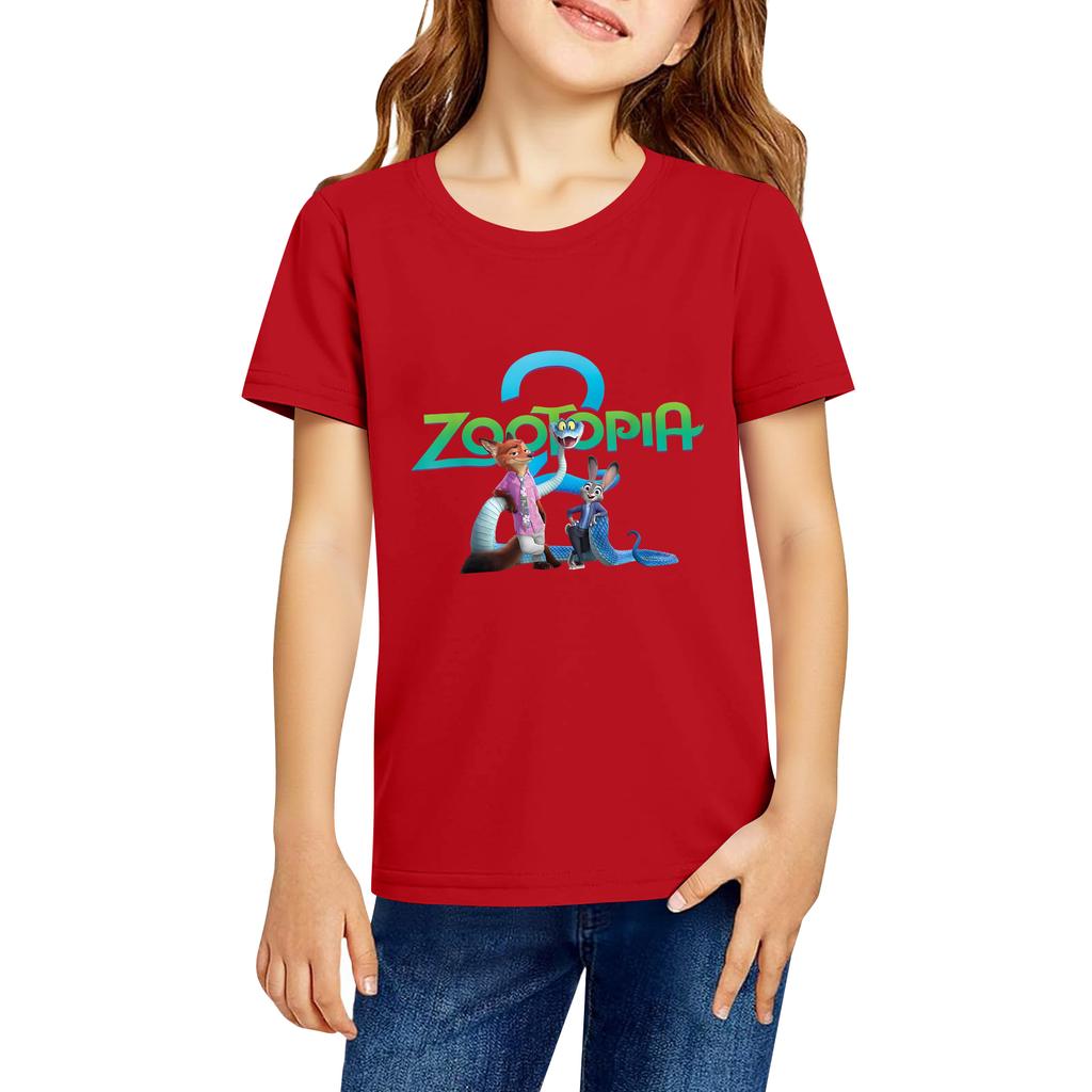 Fashionable Round Neck Short Sleeve Work Clothes Printed Tops For KID Summer Tops