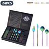 25 Years of New Stainless Steel Tableware Set, Tableware Portuguese Knives, Forks and Spoons 24-piece Gift Box Set