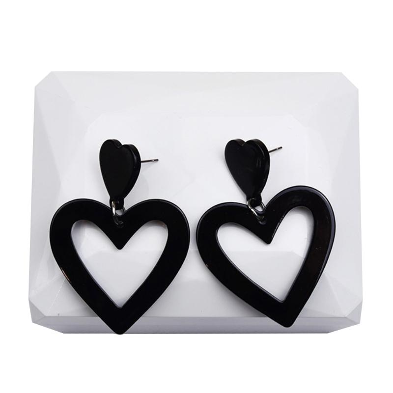 Triple Set Colorful Heart Dangle Earrings Fashionable Sturdy Acrylic Materials Jewelry Accessory for Girlfriend or Wife
