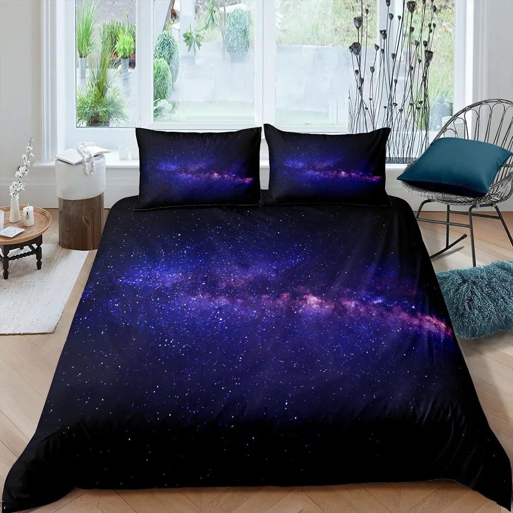 Comforter Galaxy 3D Printed Space Themed Bedding Set Kid Boy Galaxy Series Universe Pattern Polyester For Girl