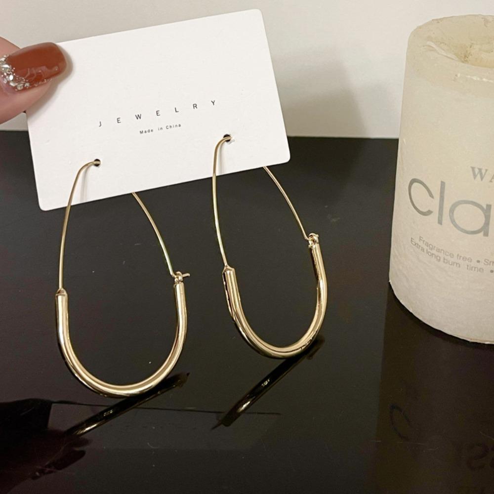 

Большие индивидуальные металлические серьги с пряжкой для ушей, серьги в корейском стиле, женские серьги-кольца, модные украшения