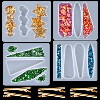 Resin Molds DIY Hair Pin Casting Mold Kits,Jewelry Casting Resin Molds,Metal Hair Clips Making for Pendants Craft
