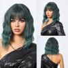 EASIHAIR Short White Bob Synthetic Wigs Short Wavy Lolita Natural Hair Wigs with Bangs for Women Heat Resistant Cosplay Wig