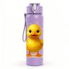 1PZ Piccola Anatra Gialla Stampa Figura 750ml Colore Plastica Borraccia Sportiva Tappo Flip-Top con Cannuccia Anti-perdita Per Sport Ufficio Uso Domestico