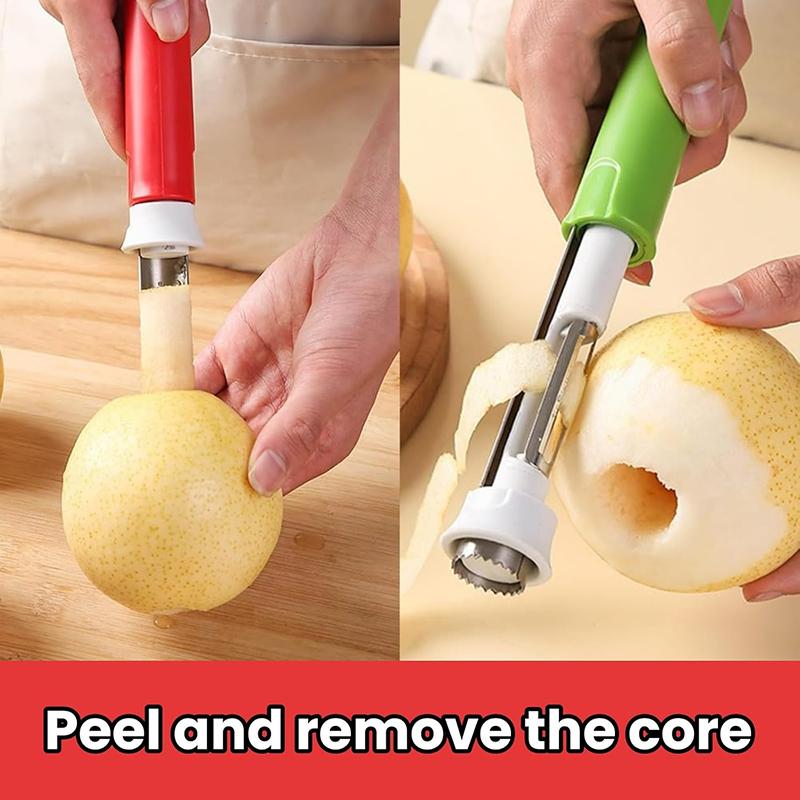 2in1 Stainless Steel Fruit Corer Peeler Telescopic Fruit and Vegetable Peeling Machine Apple Seed Remover Apple Corer and Peeler