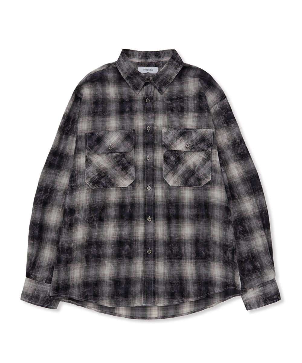 Whoops Smudge Pocket Check Shirt [Black] M