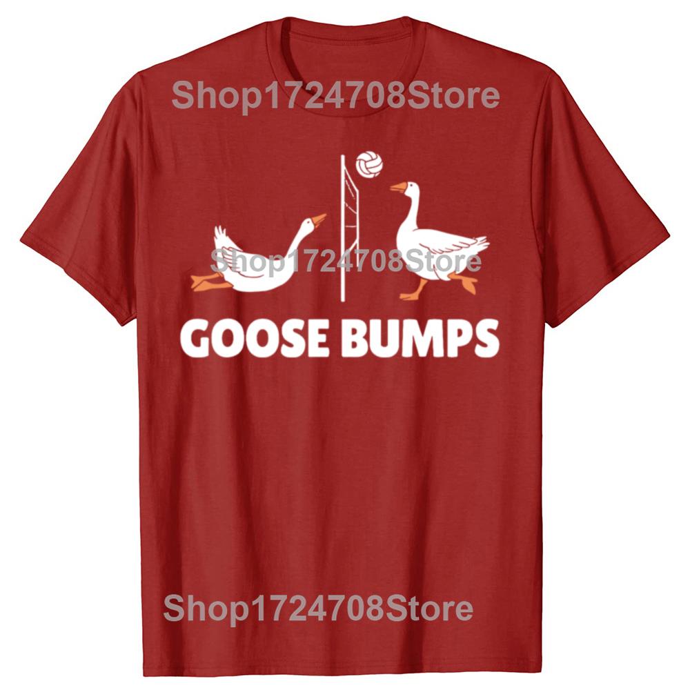 

Funny Goose Bumps Volleyball Set Spike Graphic T-shirts Men Women s Fashion Casual Tshirt 100% Cotton Loose Oversized T Shirt S