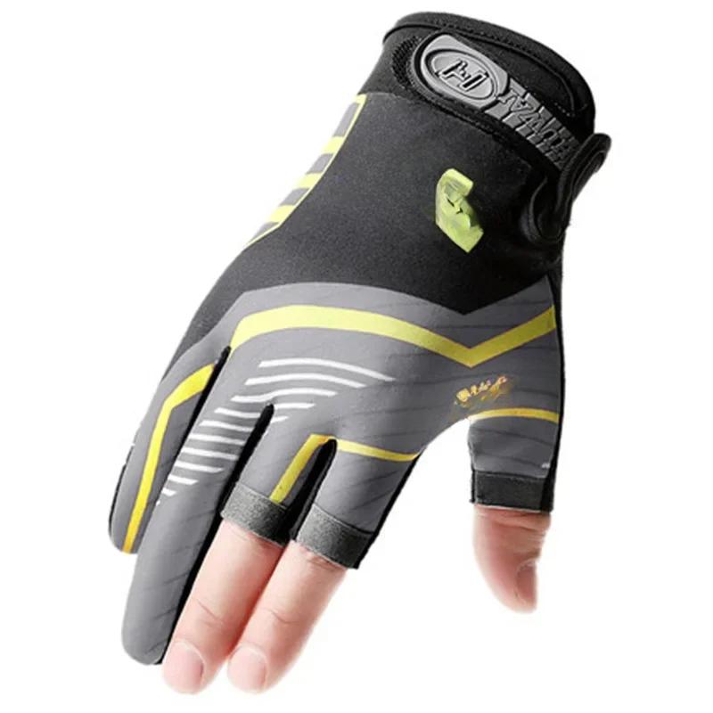 Fishing Cycling Gloves Men Summer Three Finger Cut Gloves for Fishing Sun Protection Male Anti-Slip Drive Breathable Thin Gloves