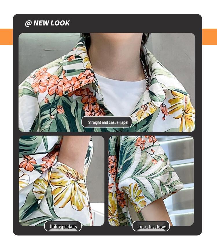 Boys' Hawaiian Floral Shirt & Shorts Set - Stylish Summer Beachwear for Kids