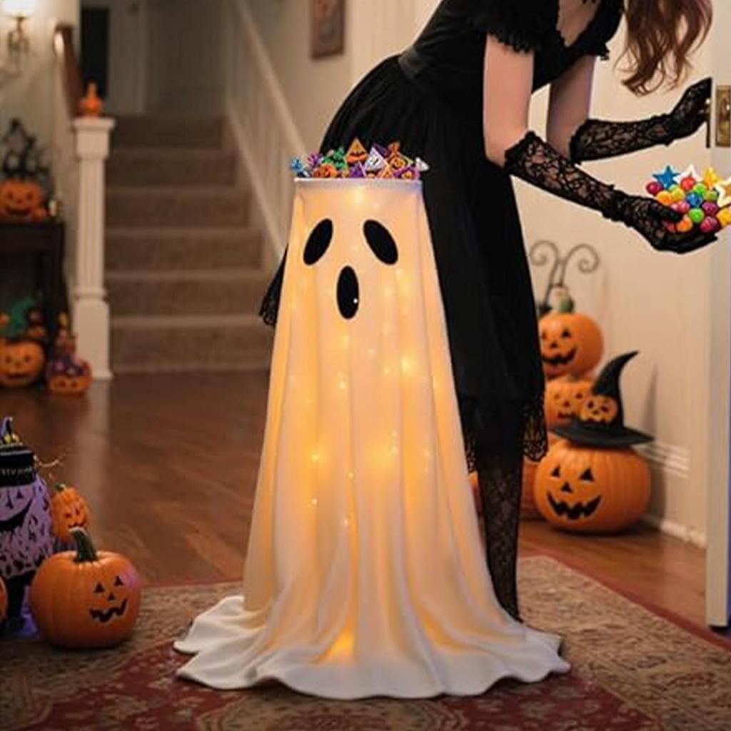 2025 Halloween Bowl With Light Halloween Ghost Decor Cute Figurine For Yard Patio Indoor Bathroom Door Garden Kitchen Home Porch