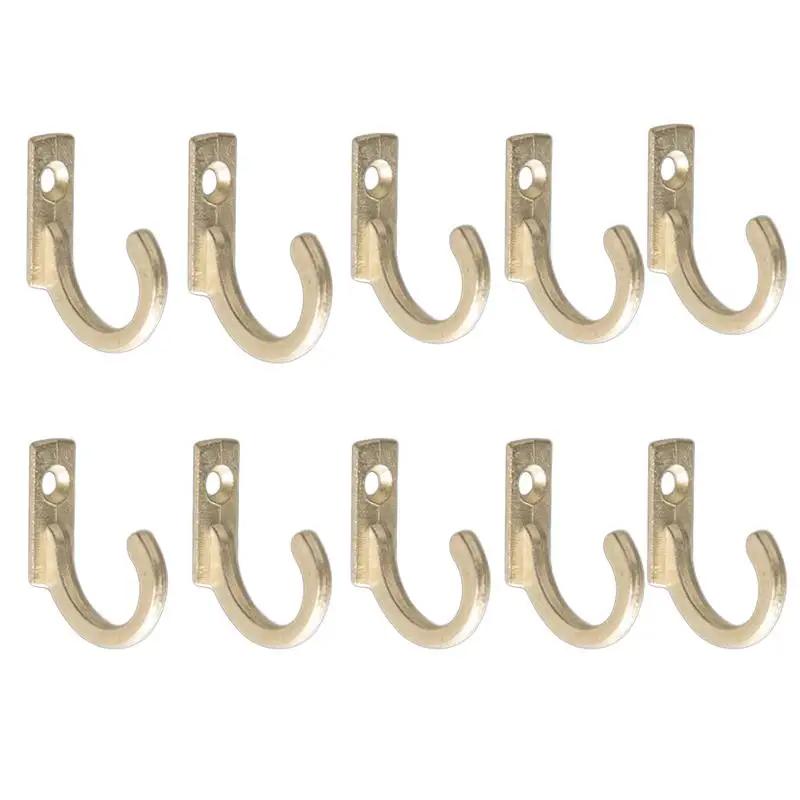 10PCS Single Prong Hook Mini Size Wall Mounted Hanger Buckle Horn Lock Clasp Hook Retro Cloth Hanger for Coats Hats Towels Keys