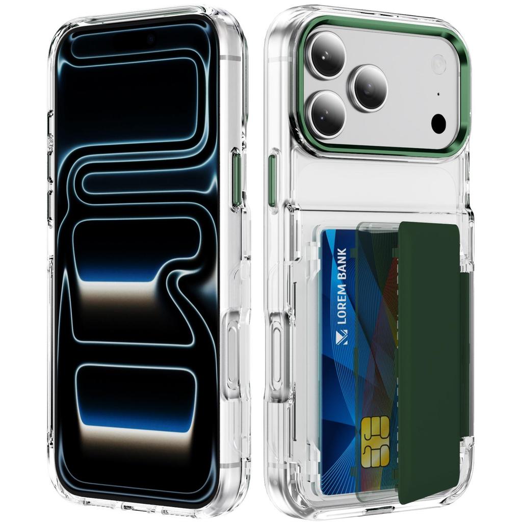 iPhone 18 Pro Max Jun Fan Color Block Card Holder Case for Apple 17 Pro with Card Slot and Protective Cover for iPhone 16