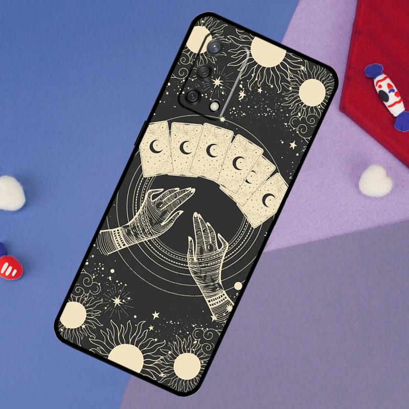Fortune Telling Moon Stars Hands Art Case For Oppo A17 A60 A40 A80 A16 A76 A96 A98 A58 A78 A18 A38 A57 A74 A54 A94 A15 A5 A6 Pro