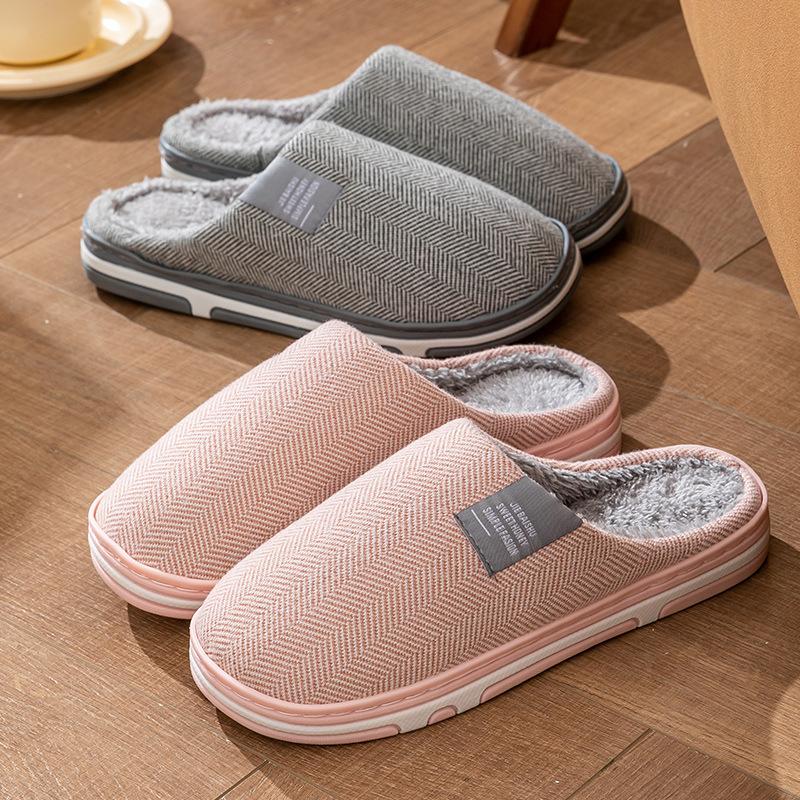 Cotton Slippers Autumn and Winter 2025 New Indoor Home Warm Thickened Slippers Couple Home Non-slip