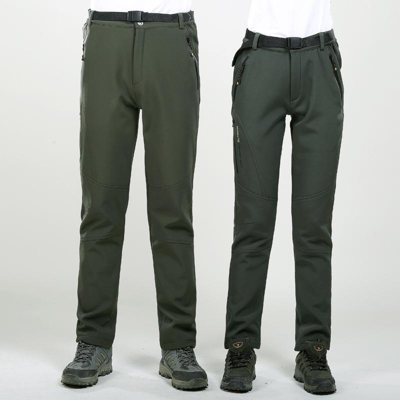 Winter Fleece-Lined Windproof Waterproof Hiking Pants for Men & Women – Softshell, Warm, Ideal for Couples