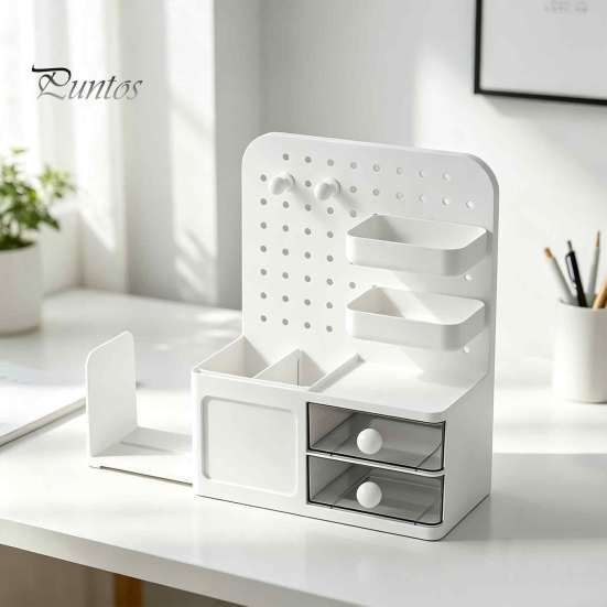 Stationery Holder for Desk Perforated Board Storage Rack, Wall Mount Shelf Office Desktop Clutter Management Supplies Book, Multi-Functional Organizer