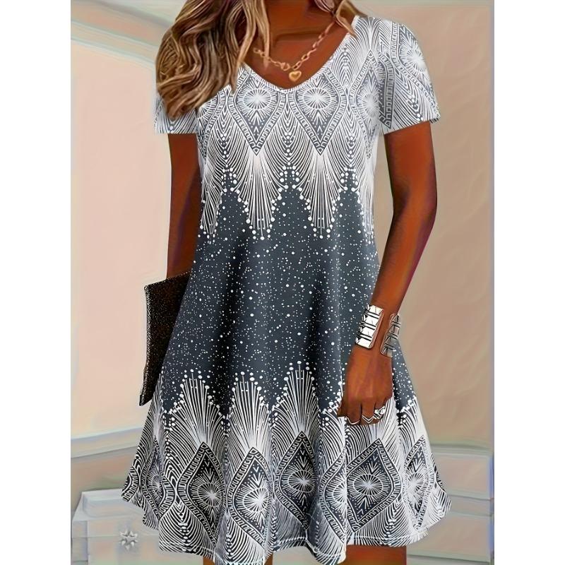 

Plus size fashionable and comfortable printed dress 8XL