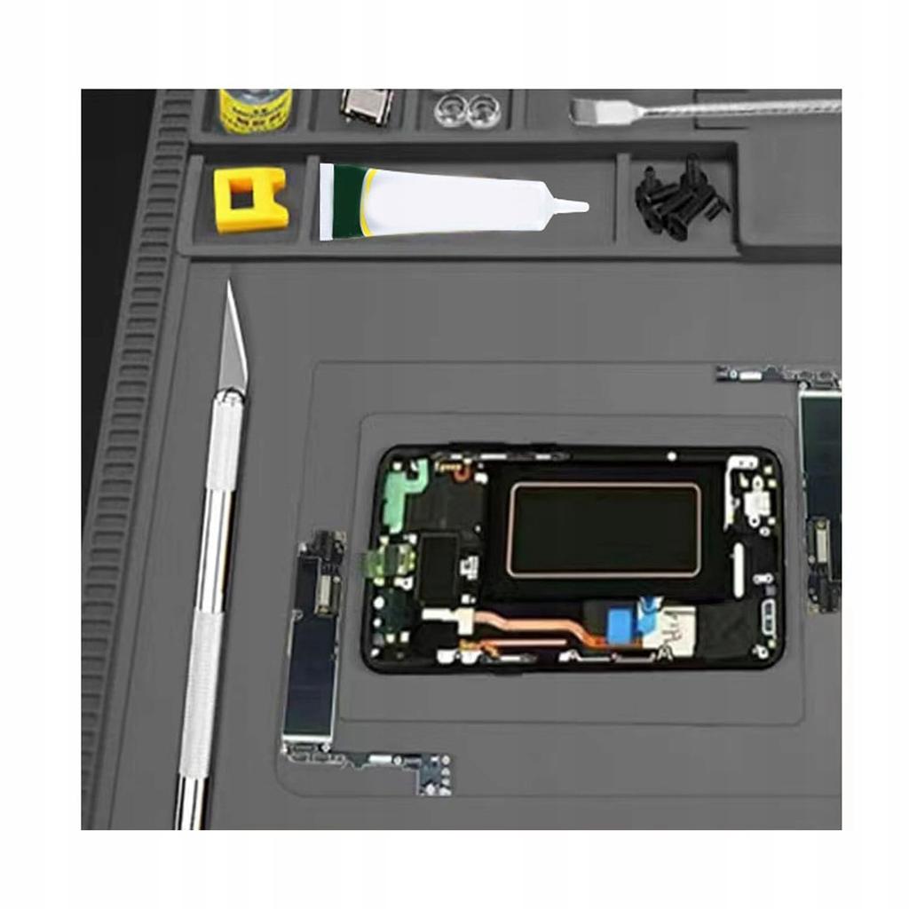 FixZone ProSilica ESD 40x30 - Antistatische Silikonmatte für Löten und Reparaturen | 500°C | 120 Zellen | Für Handys, Leiterplatten, Laptops