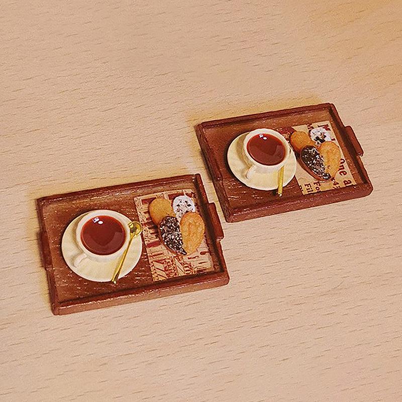 1/12 Dollhouse Miniature Coffee Butterfly Pastry Tay Creative Toy Model Toy Mini Simulation Afternoon Tea Ornament Accessories
