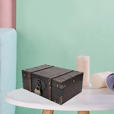 Vintage Wooden Box Small Lock Jewelry Treasure Chest Handmade Organiser Case