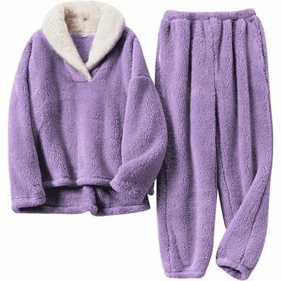 2025 Damen Winter Langer Plüsch Pyjama, Übergröße Europäisch & Amerikanisch Weihnachts-Homewear Set