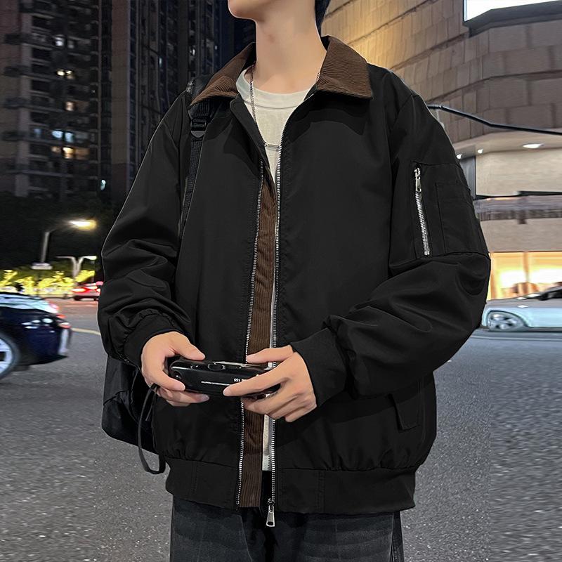 2025 Men's Corduroy Bomber Jacket with Lapel - Autumn Outerwear