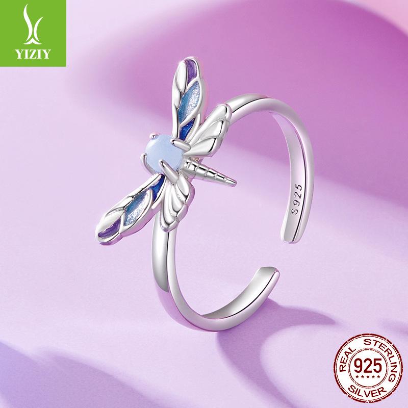 Luminous Dragonfly Ring Personalized Trend S925 Sterling Silver Luminous Stone Insect Jewelry