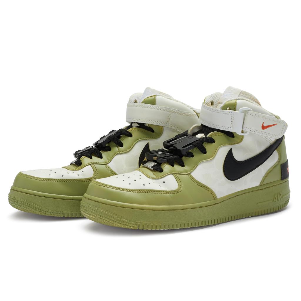 Nike Air Force 1 811 Manufacturing Slip Resistant Abrasion Resistant Mid top Skateboard Shoes Men's Army Green & White CW2289-111(Team80-)