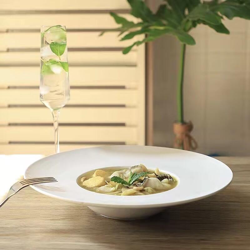 ZISIZ White Ceramic 7-Inch Salad & Pasta Bowl Set