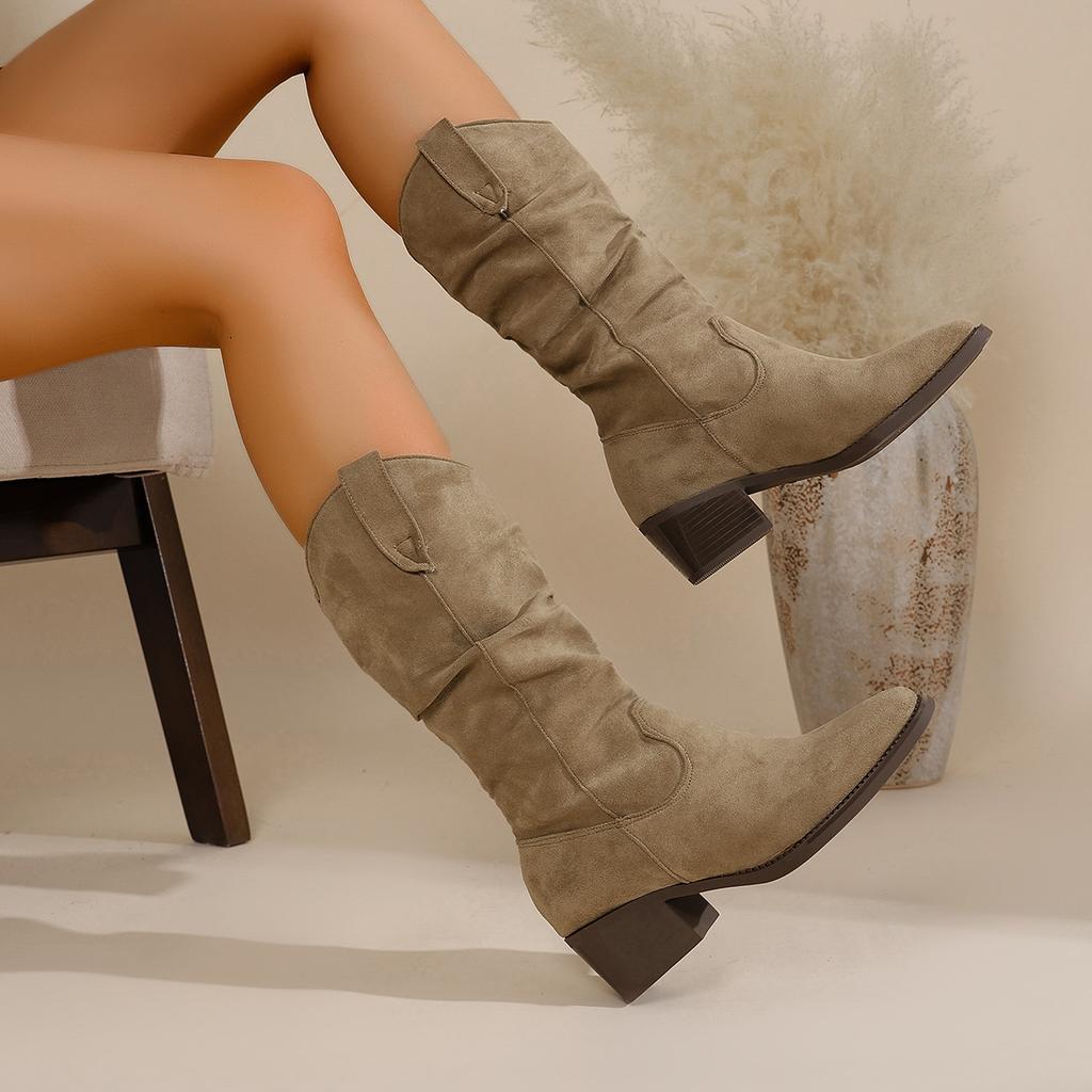 Winter Round Head Comfortable Thick Bottom Anti Slip Casual Women's Knight Boots Fashionable New Elegant Large Medium Boots