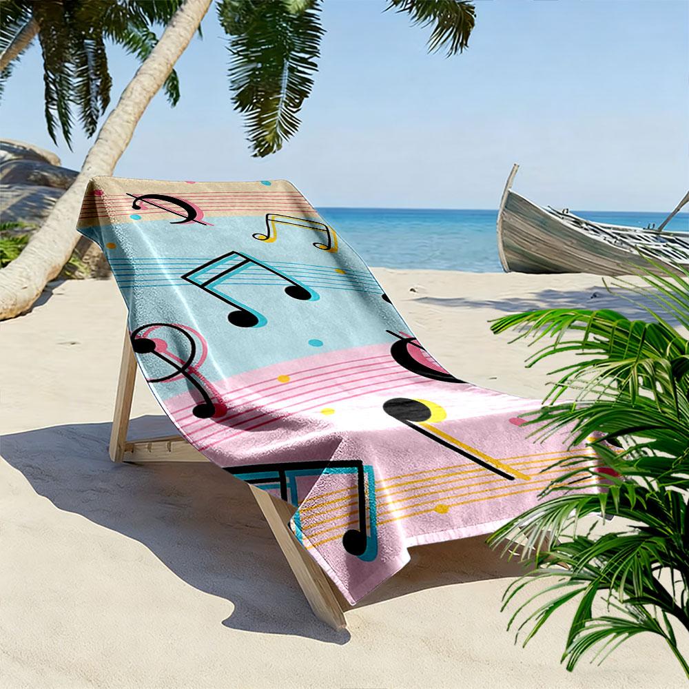 Musical Notes Pastel Towel Beach Towel Quick-drying for Travel Outdoor Sports Jogging Beach and Swimming