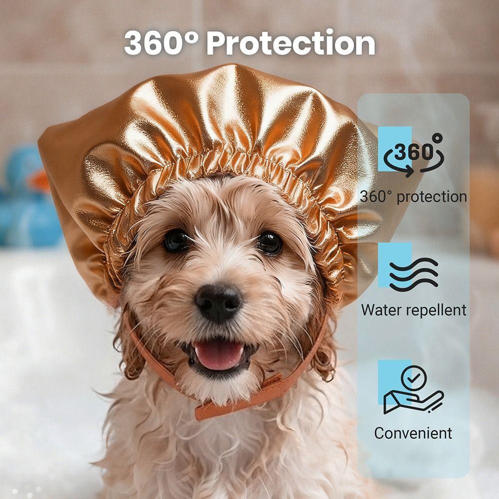 Reusable Pet Shower Cap Adjustable Waterproof Headgear Premium Bath Ear Covers  Dog
