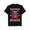 European Size Retro Gen X T-Shirt - 1980-1985 Born To Be Tough Guy Graphic Tee with Skull & American Flag Design -  Loose Fit Vintage for Men