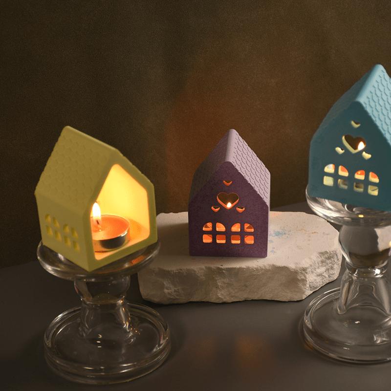 1 Pcs DIY Glue Drop Mold Love House Candlestick Silicone Mold Gypsum Candle Decoration Mold LS