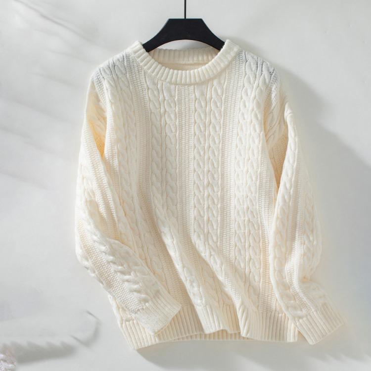 Autumn Winter Vintage Loose Knitwear Cardigan Long Sleeve Solid Color O Neck Sweater Top