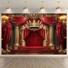 Luxury Gold Relief Pillar Crown Themed Banner Background Adult Birthday Party Family Gathering Decoration Photography Backdrop