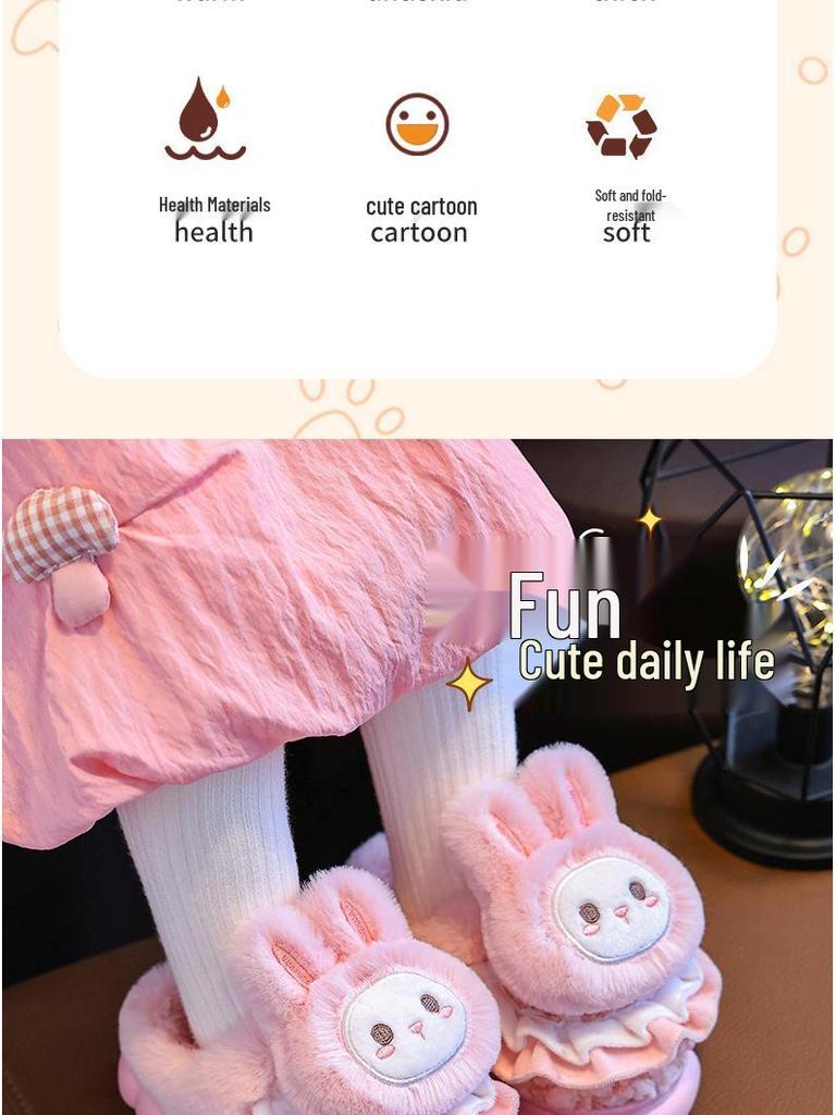 Kinder Cartoon Plüsch Baumwoll Hausschuhe: Herbst/Winter Hausschuhe für Jungen & Mädchen