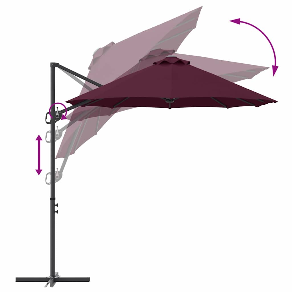 Sun Umbrella Bordeaux Red 372 X 198 X 243 Cm