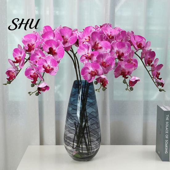 Simulation Artificial Flower No Fade Not Wither Vivid Realistic Exquisite Decorate Fabric 9-Heads Butterfly Orchid for Gift Fake