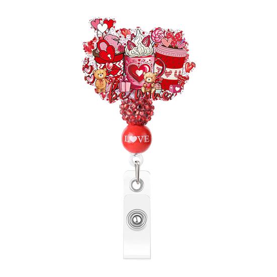 

DIY Beaded Badge Holder Valentine s Day Badge Clip Adjustable Extendable Lanyard for Keys ID Card Creative Gift for Couples Friends