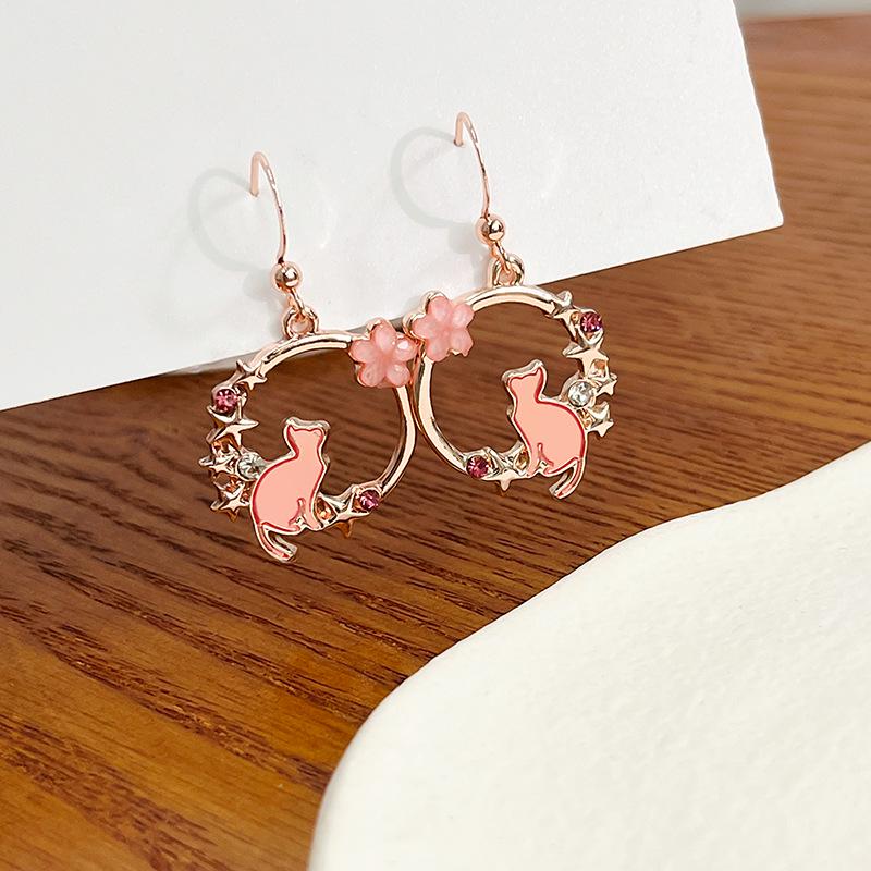 

Корейские Модные Серьги-Котята Геометрический Венок