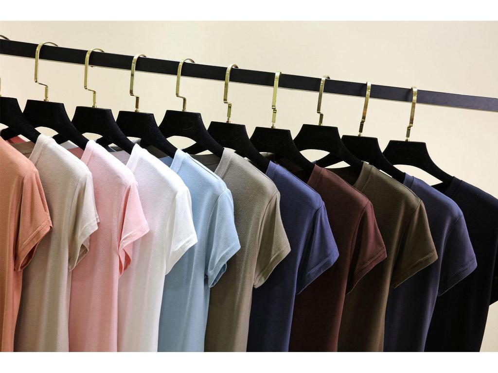 Dam Modal Rundhals Kortärmad Topp - Lös, Lätt, Plusstorlek, Enfärgad