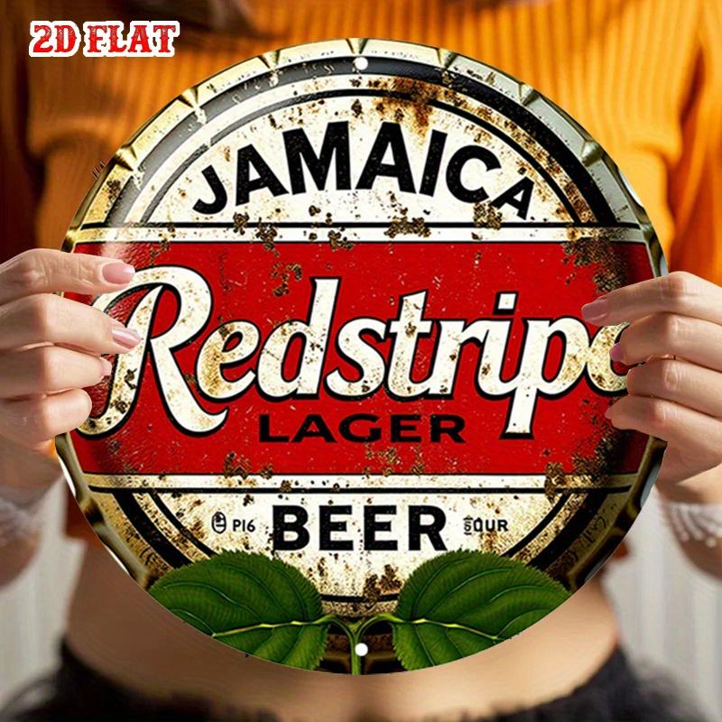 HD Tin Sign Redstripe Lager Jamaica Beer Round Bottle Cap Metal Wall Art Vintage Retro Decor for Bar Pub Man Cave