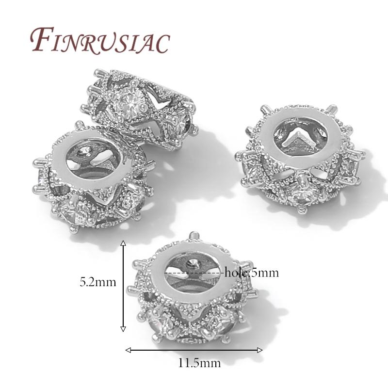 18K Gold Plated Brass with Zircon Round Spacer Beads For Jewelry Making,Bead Separators,DIY Bracelets Necklaces Accessories