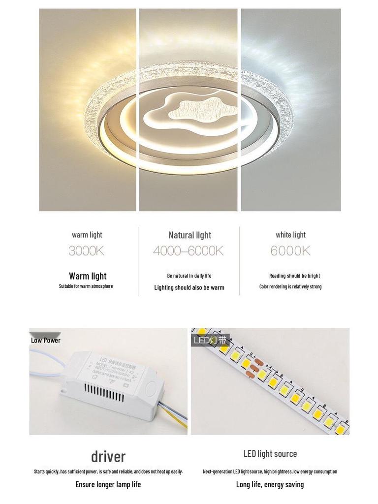 Elegant Crystal Ceiling Light - Modern, Minimalist, Eye-Protection Design for Luxury Bedrooms