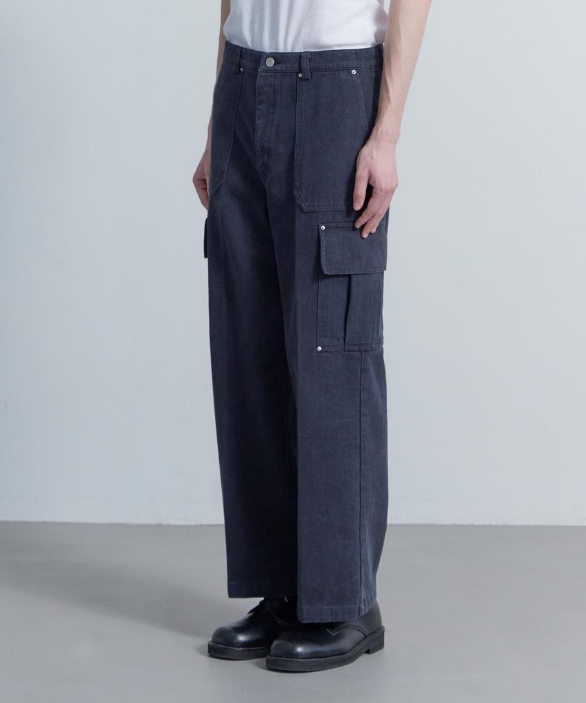 Tonilolenseu Cation Fatigue Wide Cargo Pants Washed Black